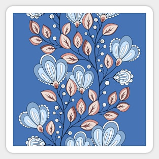 Colored Striped Pattern with Vintage Floral Motifs Sticker